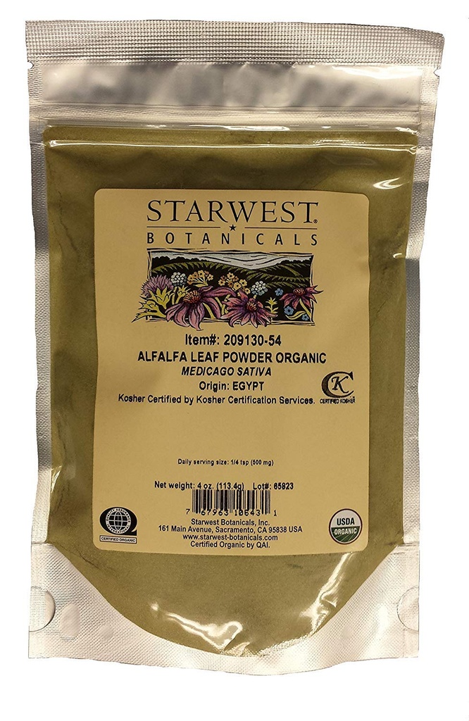 Alfalfa Leaf Powder Organic - 4 Oz,(Starwest Botanicals)