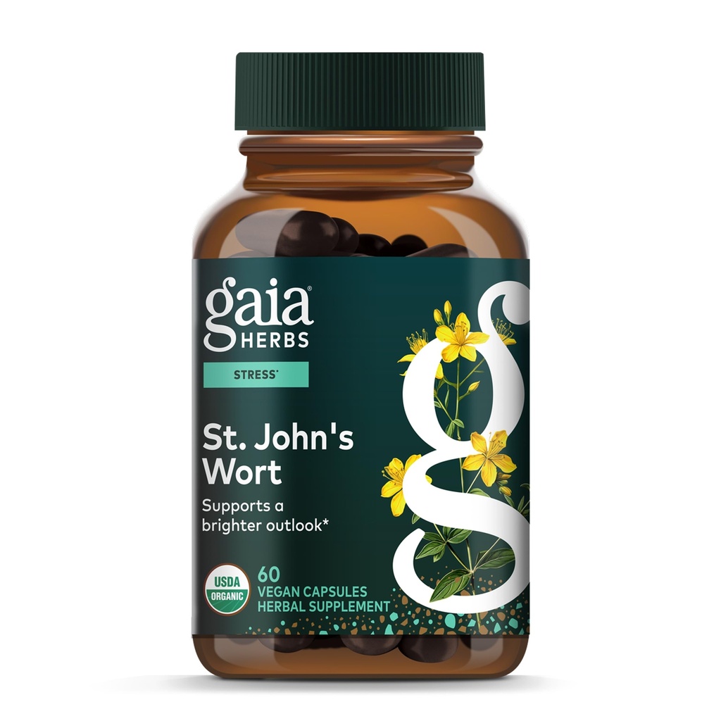 Gaia Herbs St. John 's Wort - Natural Stress Supplement Supplement - with St. John' s Wort - 60 Vegan Capsules (20- Day Supply)