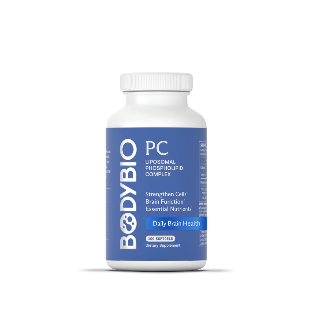 BodyBio PC - Fosfatydylocholina dla zdrowia mózgu, Jasność psychiczna, funkcje poznawcze, Naprawa komórkowa i zdrowe starzenie, Kompleks fosfolipidowy Suplement dla łagodnego Detox Daily