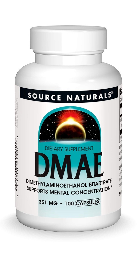 Źródło Naturals DMAE, Dimetyloaminoetanol Bitartrate - Supports Mental Concentration *, 351mg - 100 kapsułki