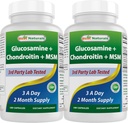 Najlepsze Naturals, Glukozamina Chondroitin i MSM Joint Supplements, 2600 mg na serving, (180 Count (Pack of 2))