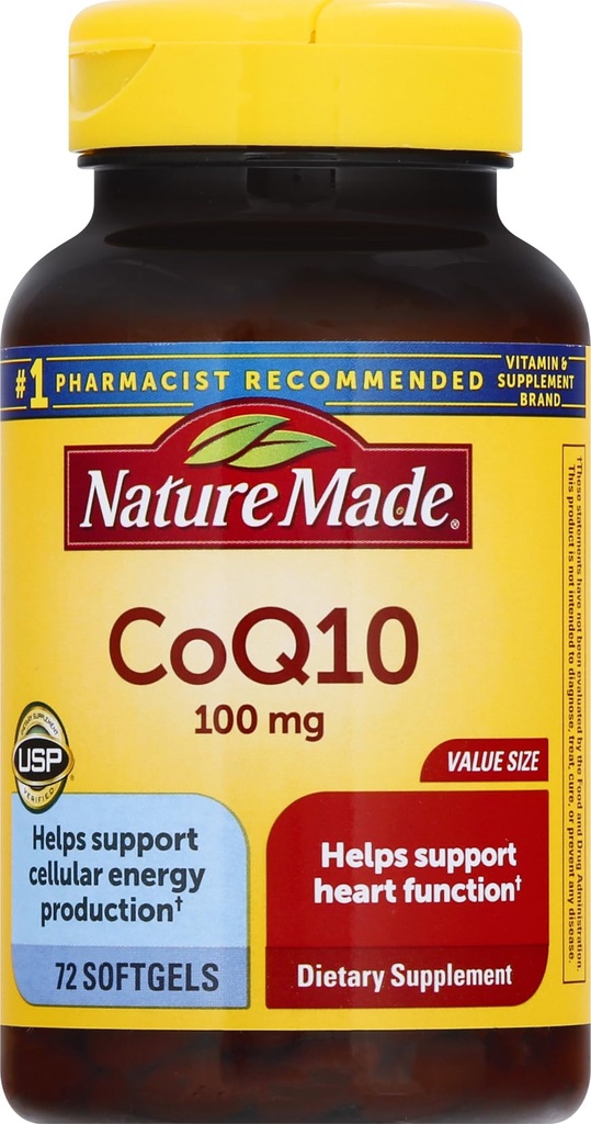 CoQ10 100 mg Softgels, 72 Licz Rozmiar wartości dla zdrowia serca