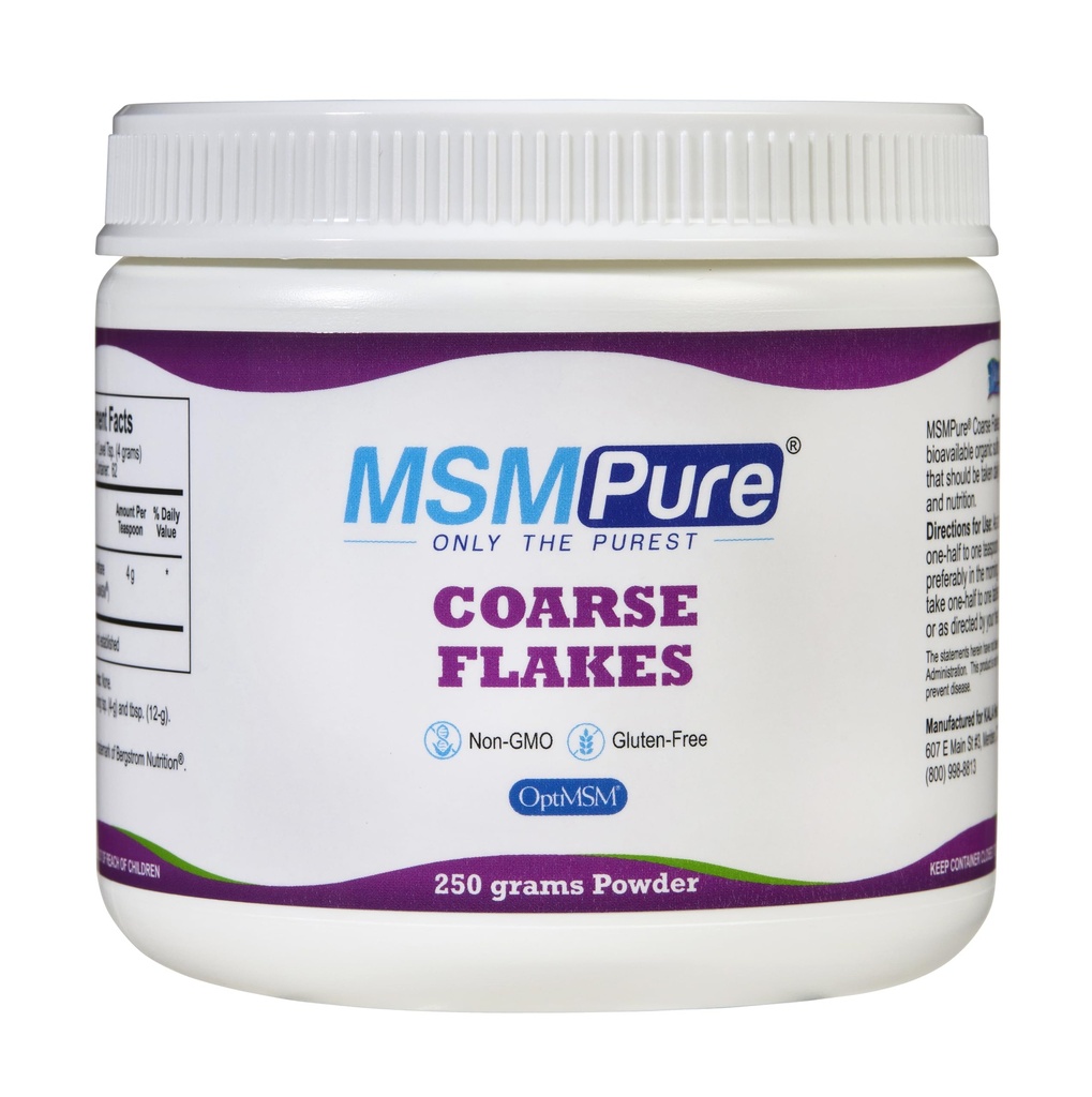 Kala ZDROWIE MSMPUR grube płatki proszkowe MSM - US- made MSM for Joint Health, Wygląd skóry i wsparcie włosów i paznokci - 8.8 oz, Siarka organiczna
