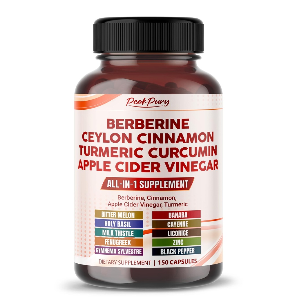 Berberine Cynamon Jabłko Cydr Ocet Turmeric - ogólne wsparcie wellness - Made in USA