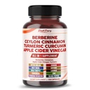 Berberine Cynamon Jabłko Cydr Ocet Turmeric - ogólne wsparcie wellness - Made in USA