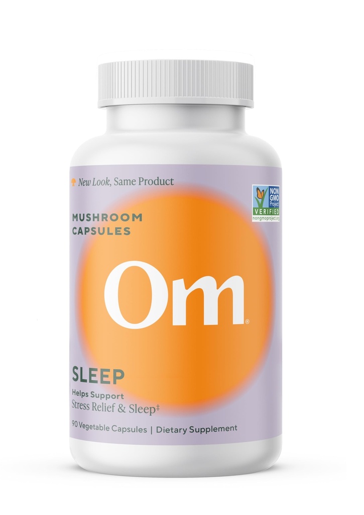 OM Grzyb Superfood Sleep Mushroom Kapsułki Superfood Suplement, 90 Hrabia, 30 Dni, Reishi, GABA, L- Theanine, Melatonina dla odpoczynku i snu Suplement Superfood jakości