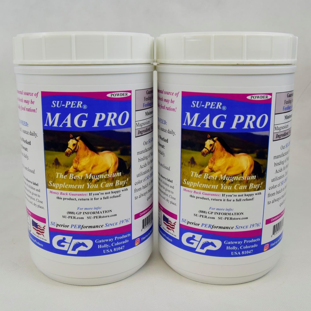 SU- PER Mag Pro Koń suplement do uspokajania - Wsparcie Normalne zachowanie i efekt uspokajania - Suplement magnezu dla koni - 4 Funt, (2 Pack)