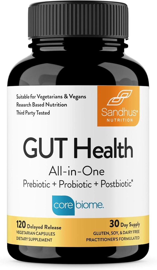 Sandhu 's Gut Health - Prebiotyczne, Probiotyczne, Postbiotyczne i L- glutaminy 124; Żywność Zdrowie, Colon, Probiotyczne Supplements Total