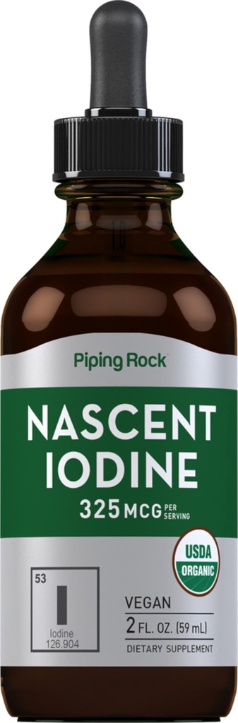 Piping Rock Nascent Jod Drops Organiczne 124; 2 fl oz 124; Płynny suplement wegański 124; Non-GMO, Gluten Free