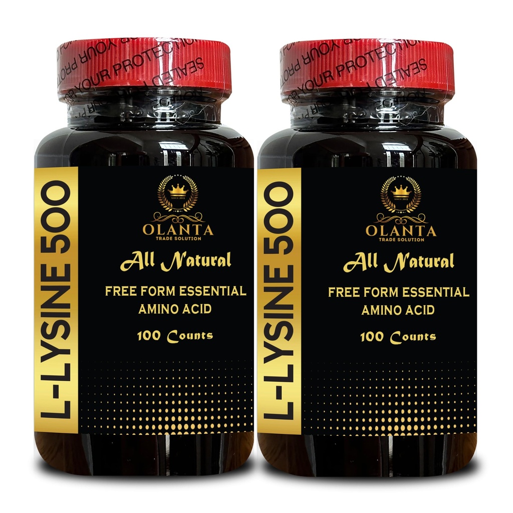 L-LYSINE 500 - L-Lysine HCl, Lysine Supplement, Immune Support, Gluten Free, Supports Healthy Skin, L-Lysine 500mg per Capsule, Amino Acid Vitamin Supplement - 2 Bottles 200 Counts