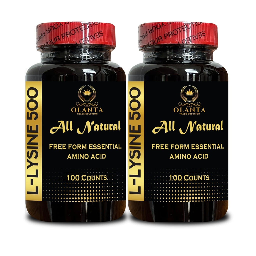 L-LYSINE 500 AMINO ACID - Comprehensive Daily Wellness for Men & Women, energy booster, Immune Support Supplement, Supports Healthy Skin, Nitrogen balance, Muscle recovery - 2 Bottles 200 Counts