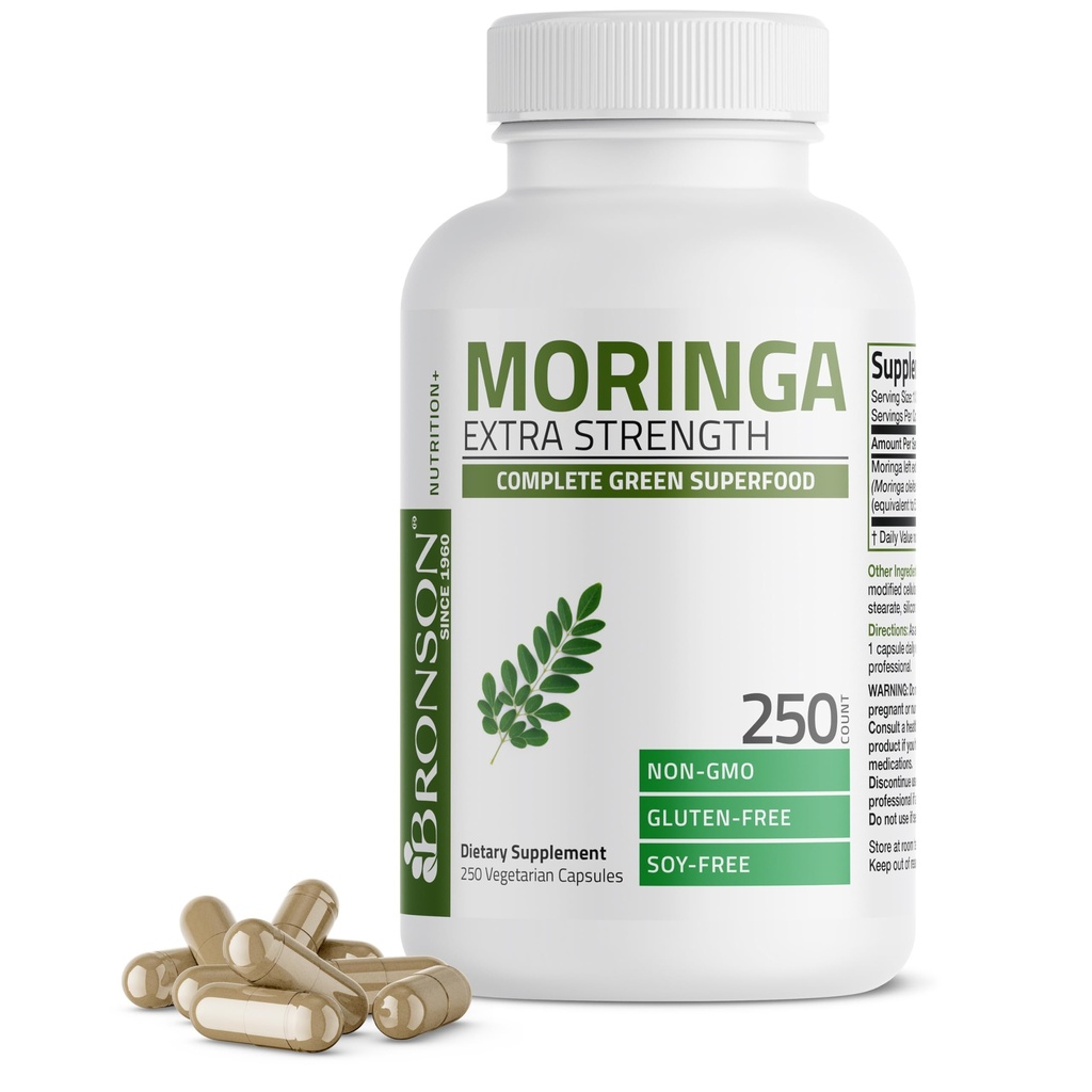 Bronson Moringa Dodatkowe siły kapsułki Moringa Oleifera Proszek, 250 Hrabia