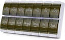 Pudełko na 2 tygodnie, MOLN HYMY 7 dzień Pill Organizator 2 razy dziennie, Cotygodniowy pojemnik na tabletki do trzymania leków, Oleje z ryb witaminy (zielony)