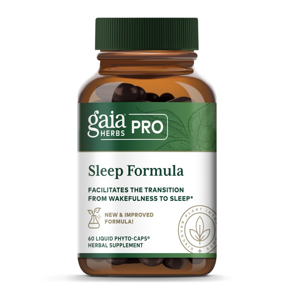 GAIA HERBS PRO Sleep Formuła - Wspiera Resteful Sleep & Relaxation for Occasional Sleepless * - Ekstrakty ziołowe z Valerian Root, Passionflower & Lavender - Kapsułki wegańskie - 60 Kapsułek płynnych