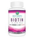 Najlepsze Naturals Ziemi Biotin 10,000mcg - Dodatkowa siła Biotin suplement witaminy do wspierania wzrostu włosów, silne paznokcie, długie rzęsy oczu i zdrowej skóry