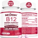 B12 Witaminy 10 000 µg, Metylowana Witamina B12 Podjęzykowy - Energy Boost, Focus, Metabolizm i Wsparcie zdrowia mózgu, Wsparcie układu immunologicznego, Szybkie rozpuszczenie, Naturalny aromat truskawki, 180 Służenie