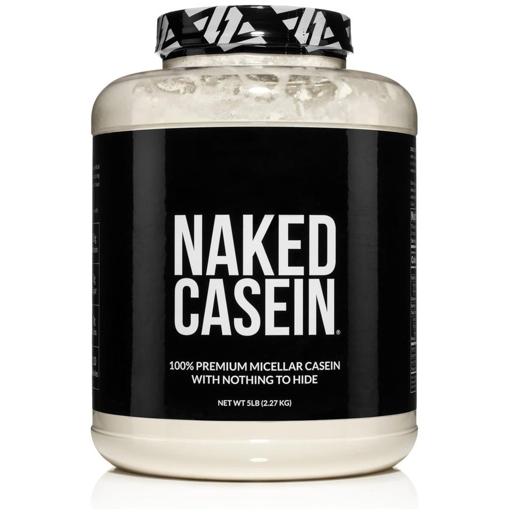 NAKED Casein - 5Lb Micellar Casein Protein Powder - Bulk, Zero Carb, NSF Certified, GMO-Free, Gluten Free, Soy Free, Preservative Free - Stimulate Muscle Growth - Enhance Recovery - 76 Servings