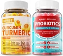 Kurkumina bezcukrowa Napełniona Gummies + Gummeje bezcukrowe Probiotyki