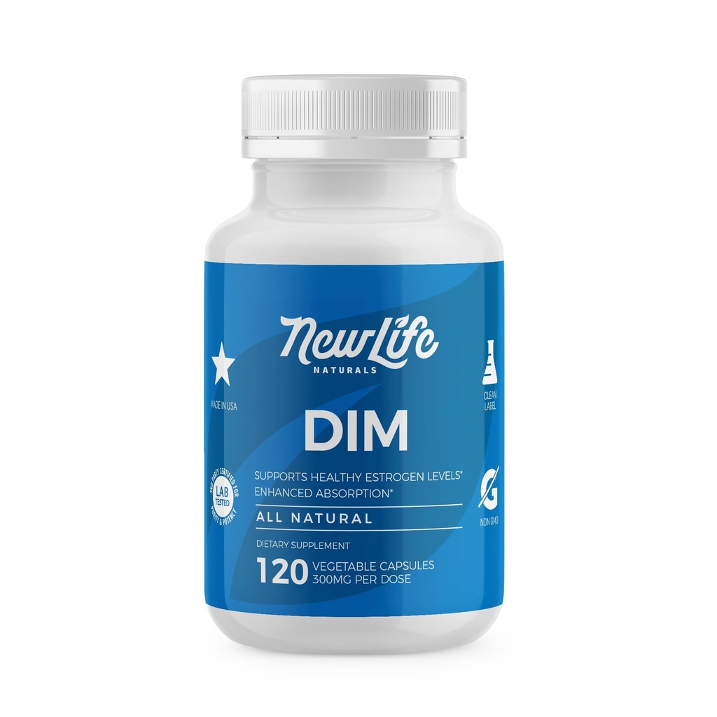 NewLife Naturals DIM Supplement 300mg, Kobiety i Mężczyźni - Hormonal Acne Pills, Menopauza Ulgi 124; Zdrowy poziom estrogenów 124; Hormonal Balance - 120Day Supply