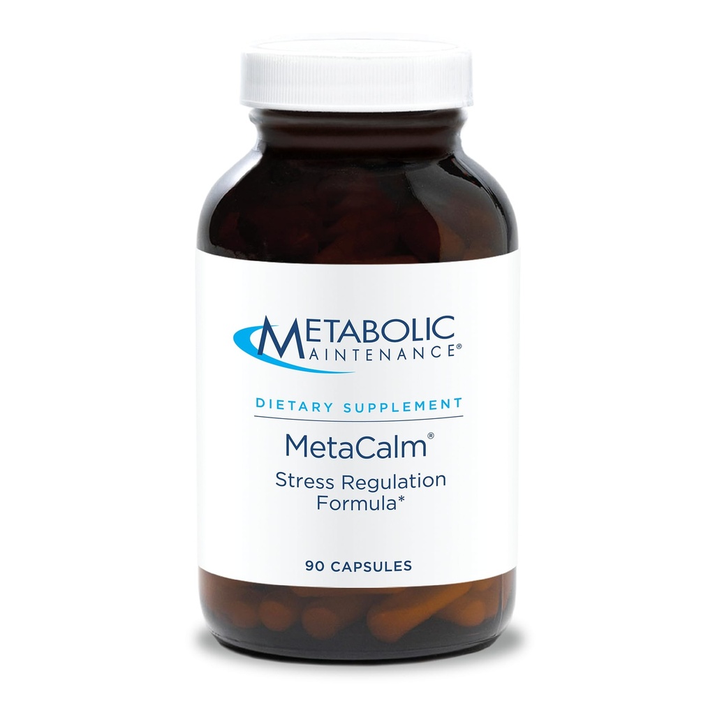 MetaConservation MetaCalm - GABA L- Theanine Supplement for Calm, Sleep, and Stress Support, Witamina B6, Aktywny folian, Magnezu i 5- HTP Complex dla dorosłych, Mężczyźni i Kobiety - 90 Kapsułki