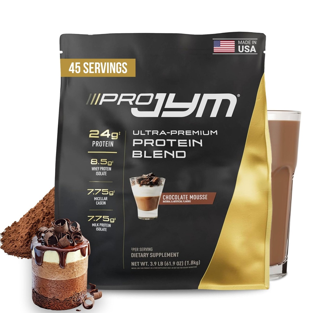 Pro JYM Czekoladowy Powder Protein Mousse - izolaty białka serwatki, Kazeina, & Białko mleka, Lean Muscle Building for Men & Women, JYM Supplement Science, 45 Służenie