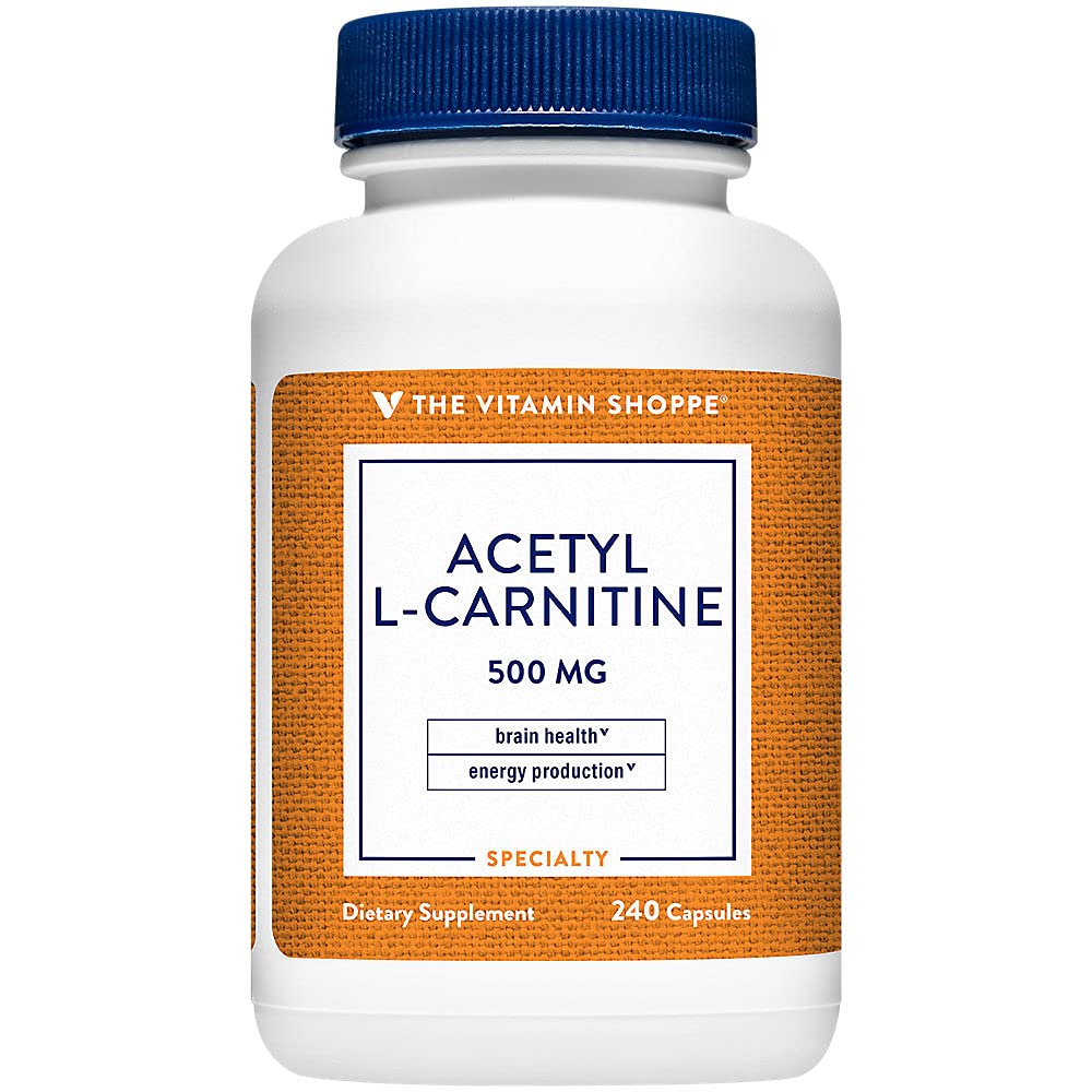 Witamina Shoppe Acetyl- L- Karnityna 500mg - wspomaga zdrowe funkcje mózgu i pamięci, promuje produkcję energii - Carniclean ™ oferuje najczystszą formę L- Karnityny (240 kapsułki)