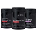 Sport Research Biotin (B7) 10,000 mcg + Lutein + Zeaksantyna (20 mg) + Astaksantyna Suplement z Algae (6 mg) - Wszystkie wegańskie 124; 120 Softgels Każdy 124; Wszystkie wykonane z oleju kokosowego dla lepszej absorpcji