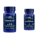 Life Extension Witamina D3 5000 IU, Ashwagandha - Relief stresowy, Focus, Pamięć, Wsparcie nastrojów - Nie-GMO Suplement Bundle