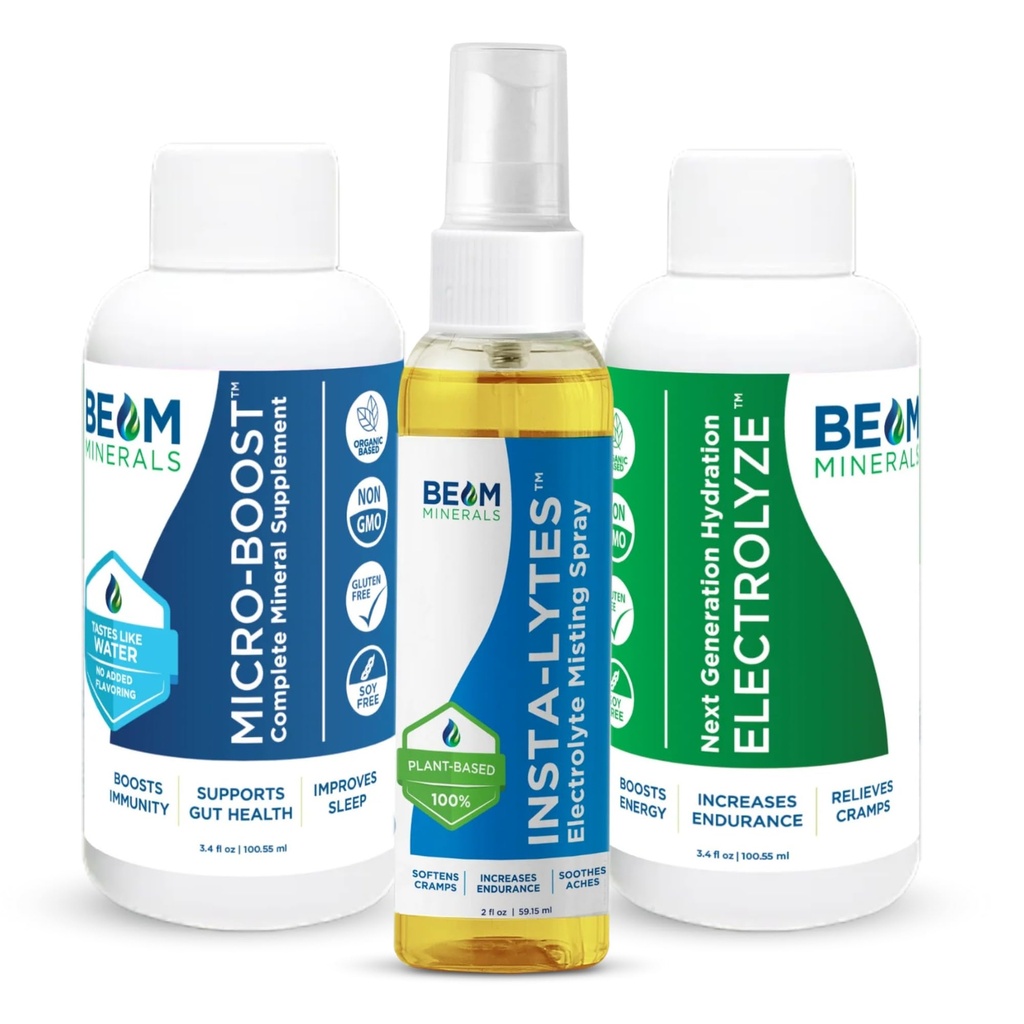 BEAM MINERALS Travel Pack: 124; Electrolyte & Micronutrient Support On- The- Go 124; Micro- Boost, Electrolyze i Insta- Lytes 2 fl Oz