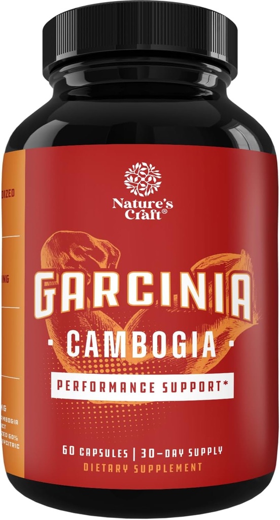 60% HCA Pure Garcinia Cambogia Extract - Blocks Carb Absorption - Suppresses Appetite - Burns Fat - Natural Weight Loss Supplement for Men & Women 60 Kapsułki - 30 Służenie