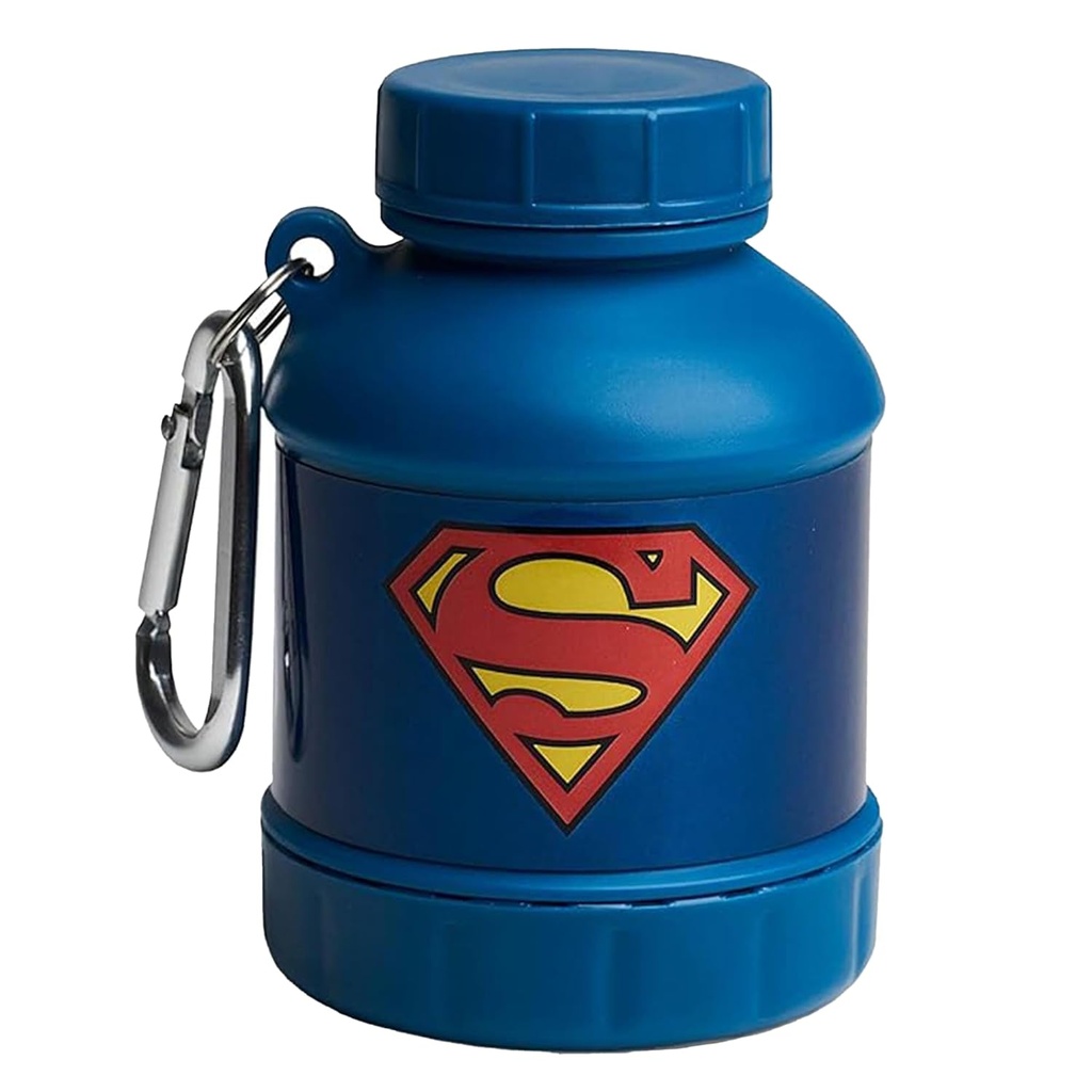 Smartshake Justice League Whey2Go Superman Protein Powder Storage Container 50g - BPA Free Shaker Butelka dla proszku białka serwatki + Protein Shakes 110ml, DC Comics Superman prezenty dla mężczyzn