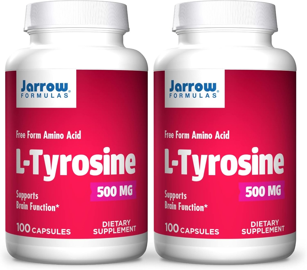 Jarrow Phillipas L- Tyrosine 500 mg - 100 Kapsułek - Wspomaga funkcje mózgu - Mózg Neuroprzekaźnik Prekursor - Wolna forma Amino Acid - Zawiera Pure Crystalline L- Tyrosine - 100 Sług