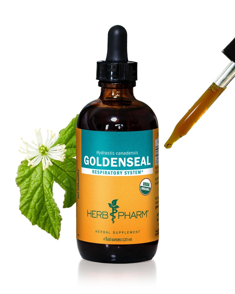 Herb Pharm Certified Organic Goldenseal Liquid Extract for Research System Support - 4 unce