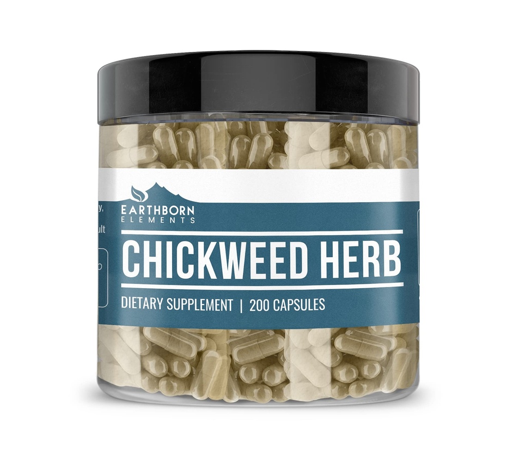 Earthborn Elements Chickweed Herb (200 kapsułki) Pure, No Fillers lub dodatki