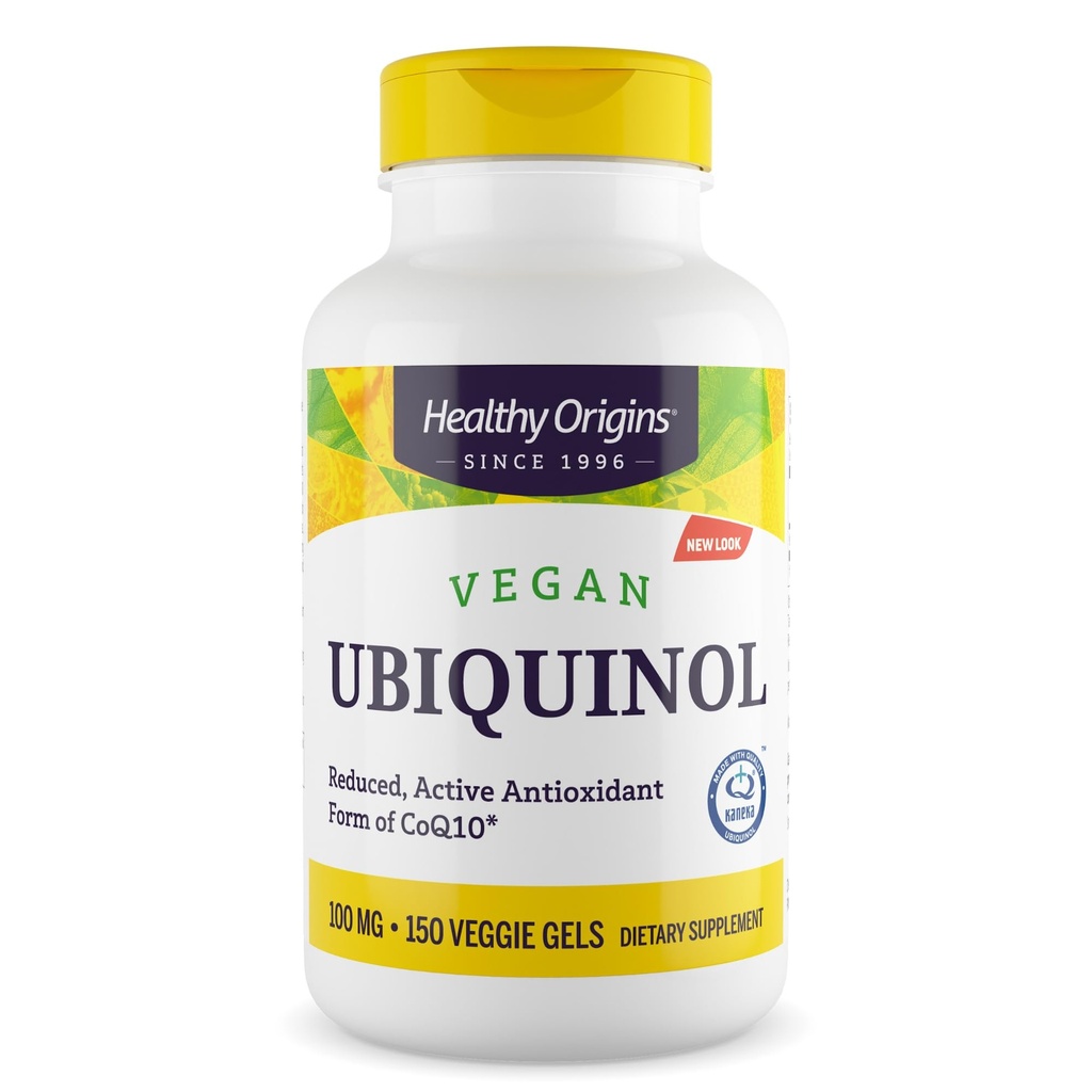 Healthy Origins Vegan Ubiquinol (Active Form of CoQ10), 100 mg - Kaneka Ubiquinol Supplements for Heart Health & Antioksydant Support - Gluten- Free & Non-GMO Supplement - 150 Veggie Gels