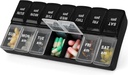 7 Day Weekly AM PM Pill Organizer, 2 razy w ciągu dnia duży pill Case Pill Box for Pills suplementy witaminy (Czarny + biały, 2 razy)