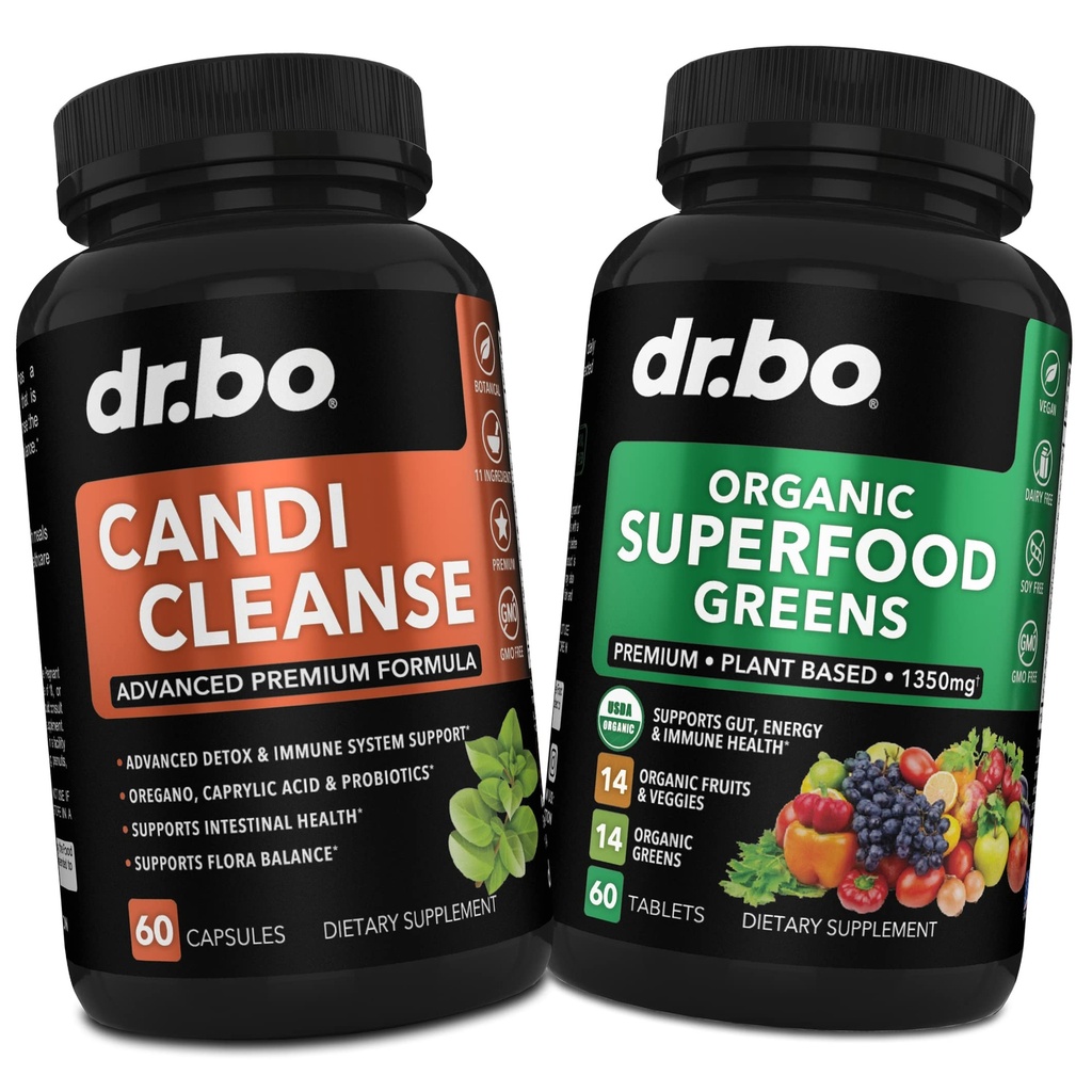 Candi Cleanse & Organic Superfood Greens & Fruit Supplements - Oregano Balance Control Supplement Cleanser - Daily Energy Super Food Fruits and Vegegies Supplement Tablets Plus Vegetable Foods