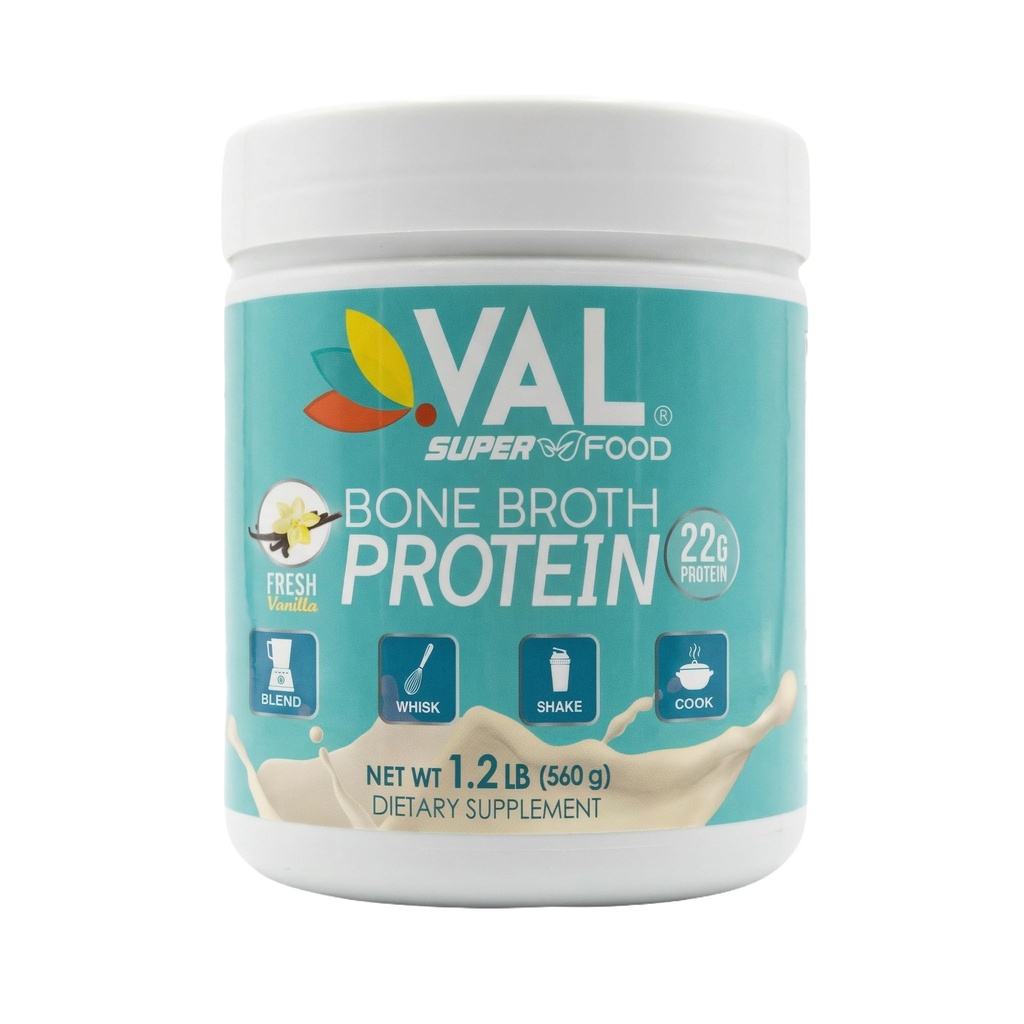 Proszek do protein z Bone Broth VAL - 22g protein, 12g Collagen, MCT & Pea Protein - Gut, Skóra & Wspólne wsparcie - Paleo Friendly, Gluten Free - Kurczak Flavor, 16 Służenie