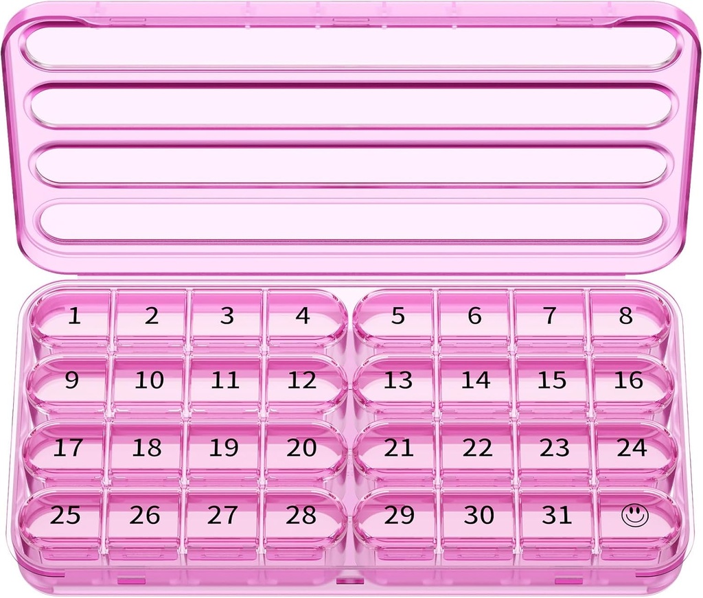 Zoksi Monthly Pill Organizer 1 Times a Day, 30 Day Pill Box Organizator, One Month Pill Case for Travel, 31 Daily Daily Medcine Container for Vitamin, Suplement & Medykacja (Purpurowy)
