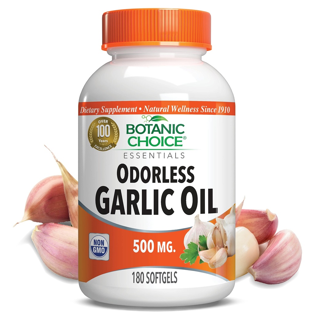 Botaniczny wybór bezogonowe olejek czosnkowy Softgels - przeciwutleniacz Cholesterol i suplement immunologiczny dla dorosłych - Gluten Free Non-GMO - 180 Pigułki
