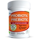 50 Miliard CFU Prebiotyczne i suplement probiotyczny dla kobiet i mężczyzn, 12 Szczepy do codziennego immunologicznego wsparcia i zdrowia trawiennego, 30 Kapsułki wegetariańskie, Probiotyki o dużej mocy nie w lodówce