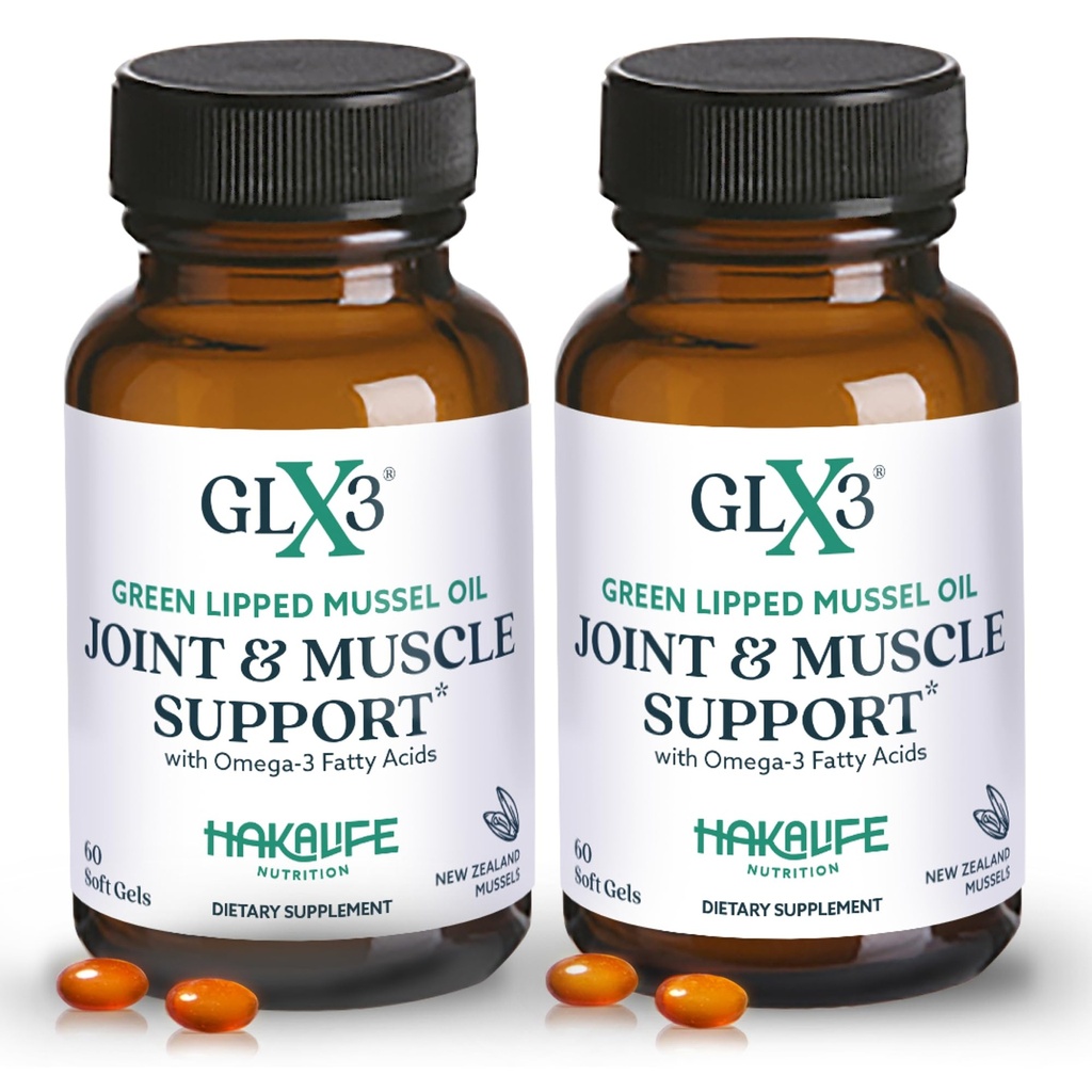 GLX3 Green Lipped Mussel Oil Kapsułki do stawów i wsparcia mięśni 124; Extra- Siła ETA, EPA, DHA Omega-3 Green Lipped Mussel Supplement for Comfort, Elastyczność & Odzysk przez HakaLife GLX3