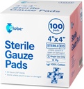 Globe 4 "x 4" Advanced Steryl Gauze Pads for Wound Dressing Netherlands 124; 100- Pack, Indywidualnie Packed Netherlands 124; 12- Ply Cotton & Highly Absorbent Netherlands 124; Advanced Gauze Sponge- Pads for Wound Care & Home First Aid Kits (4 x 4)
