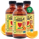 CHINDLIFE ESCENTIALS Liquid Witamina C - Czysty suplement płynny witaminy C dla dzieci, Wsparcie układu immunologicznego, Wielki smak - Naturalny aromat pomarańczowy, 4 Fl Oz (Opakowanie po 3)