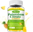 Gummeje z cytrynianu potasu - Wysoka moc suplement potasu dla zdrowia mięśni, leg Cramp Relief, równowagi elektrolitowej - Wegan, Non-GMO, Gluteny-Free, Aromat ananasowy, 60 Count