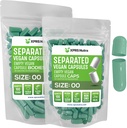XPRS Nutra Vegan Rozmiar 00 Kapsułki rozdzielone - 100 Licz Premium Kapsułki puste Rozdzielone w Torbach - 00 Pigułki Puste do napełniania suplementu DIY (Sage Green)