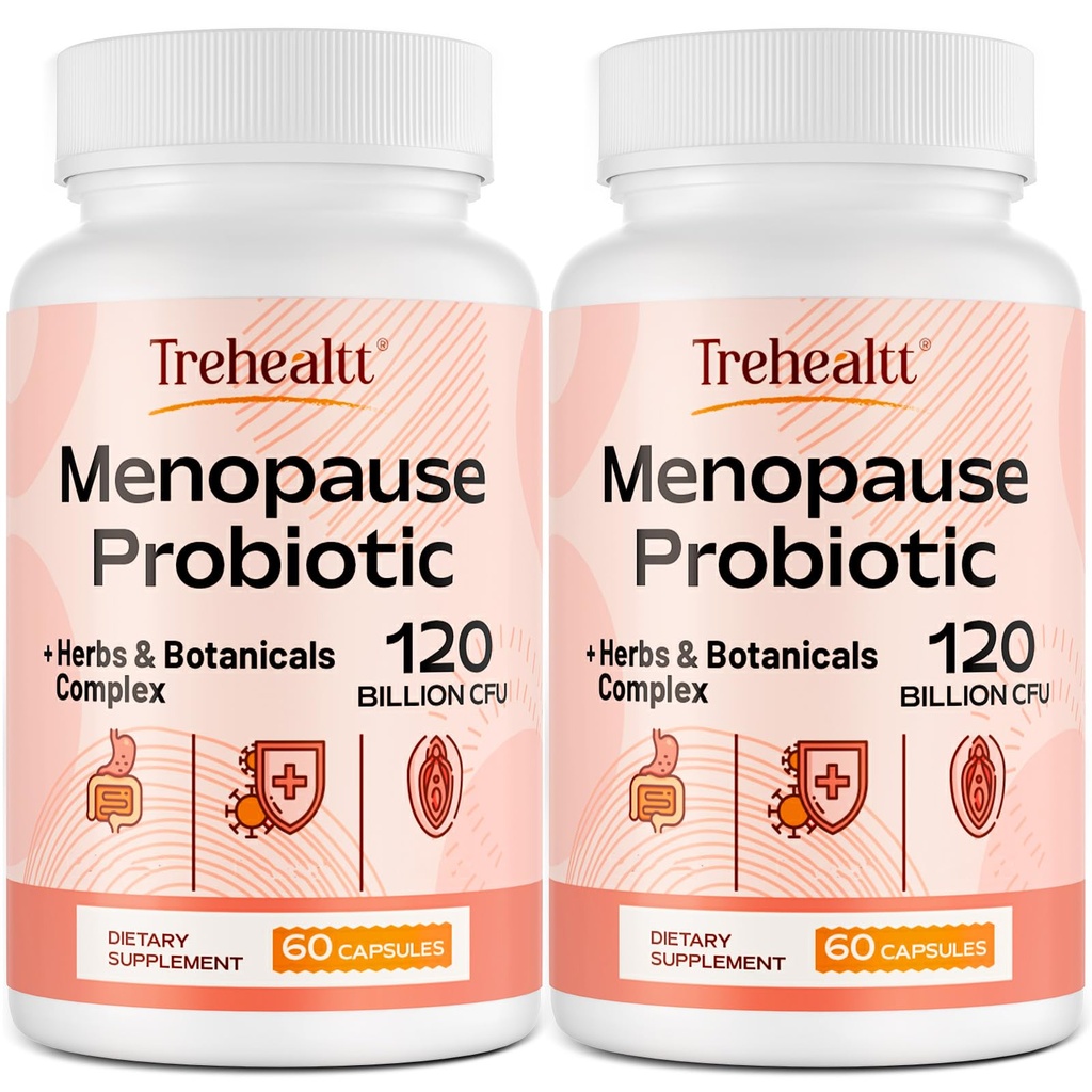 Suplementy menopauzy dla kobiet, 120 Billion CFU Probiotic, 13- in-1 Herbs & Botanicals Complex, do menopauzy hormonu, Gorące błyski, nocne poty, Mood Swings, zaburzenia snu, Wegan, 120 Czapki