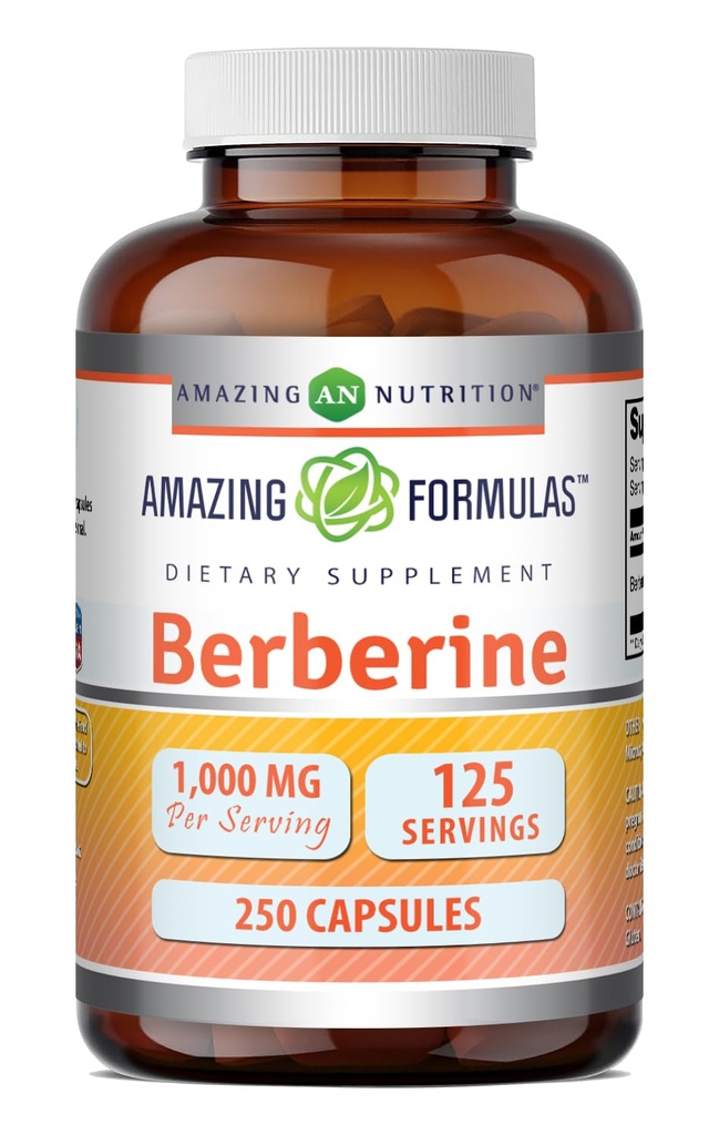 Amazing Building Berberine 1000mg Per Serving 250 Suplement Kapsułki 124; Non GMO Building 124; Gluten Free Building 124; Made in USA- Proudly Made in The USA z gwarancją czystości i mocy