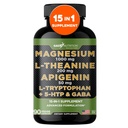 Gade Nutrition Magnezu Glycinate & Magneisum Suplementy z Apigenin, L Theanine 200 mg, 5 HTP, GABA Calm Brain Booster Supplement Sleep Aid Ashwagandha L Tryptofan Rumomile