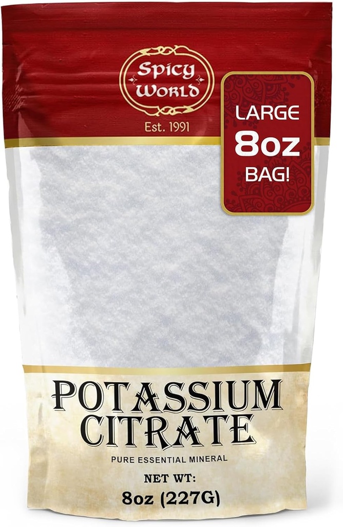 Pikantny World Potasu Citrate Powder 8 OZ - Czysty, Wegan, Food Grade, Luzem suplement potasu